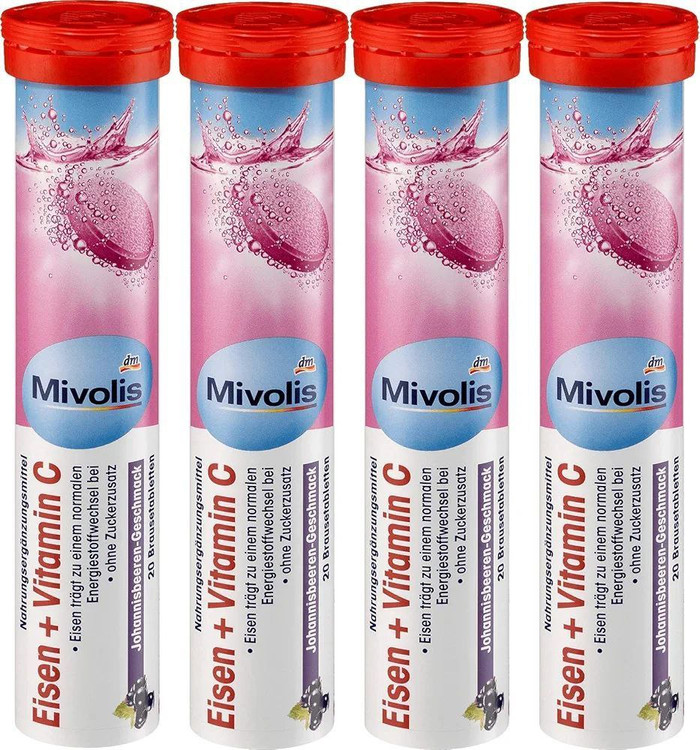 قرص جوشان میولیس با طعم بری ویتامین سی و آهن 20 عددی Mivolis Eisen + Vitamin C